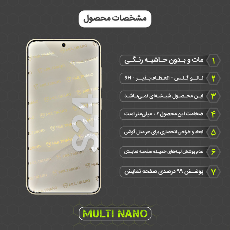 محافظ صفحه نمایش مات مولتی نانو مدل X-S1M مناسب برای گوشی موبایل سامسونگ Galaxy S24