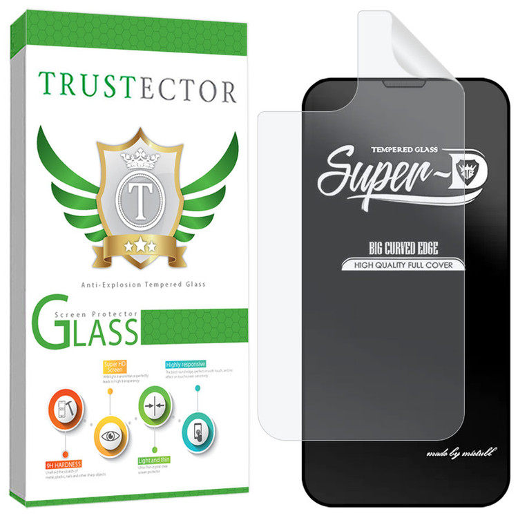 محافظ صفحه نمایش تراستکتور مدل SUNT مناسب برای گوشی موبایل اپل iPhone 13 به همراه محافظ پشت گوشی