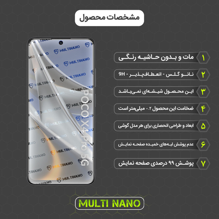 محافظ صفحه نمایش مات مولتی نانو مدل X-S1M مناسب برای گوشی موبایل شیائومی Poco X4 Pro 5G