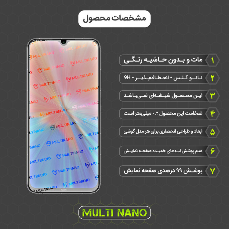 محافظ صفحه نمایش مات مولتی نانو مدل X-S1M مناسب برای گوشی موبایل شیائومی Redmi Note 8 2021