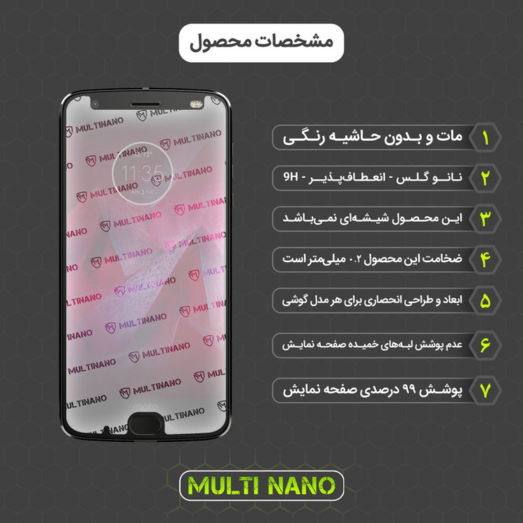 محافظ صفحه نمایش مات مولتی نانو مدل X-S1M مناسب برای گوشی موبایل موتورولا Moto Z2 Force