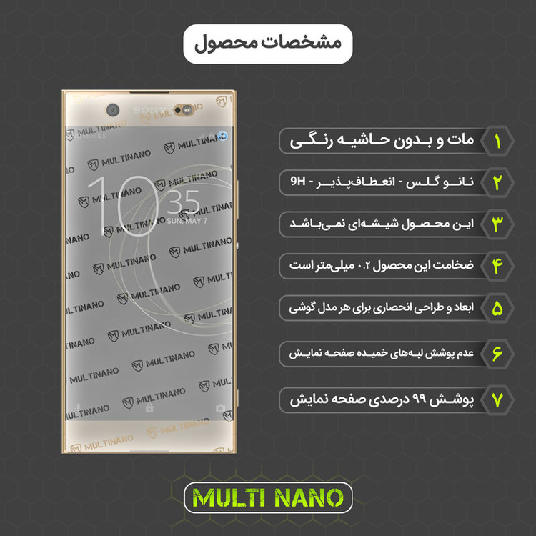 محافظ صفحه نمایش مات مولتی نانو مدل X-S1M مناسب برای گوشی موبایل سونی Xperia XA1 Ultra