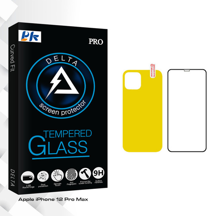 محافظ صفحه نمایش و پشت گوشی پی کی مدل Delta Glass مناسب برای گوشی موبایل اپل iPhone 12 Pro Max