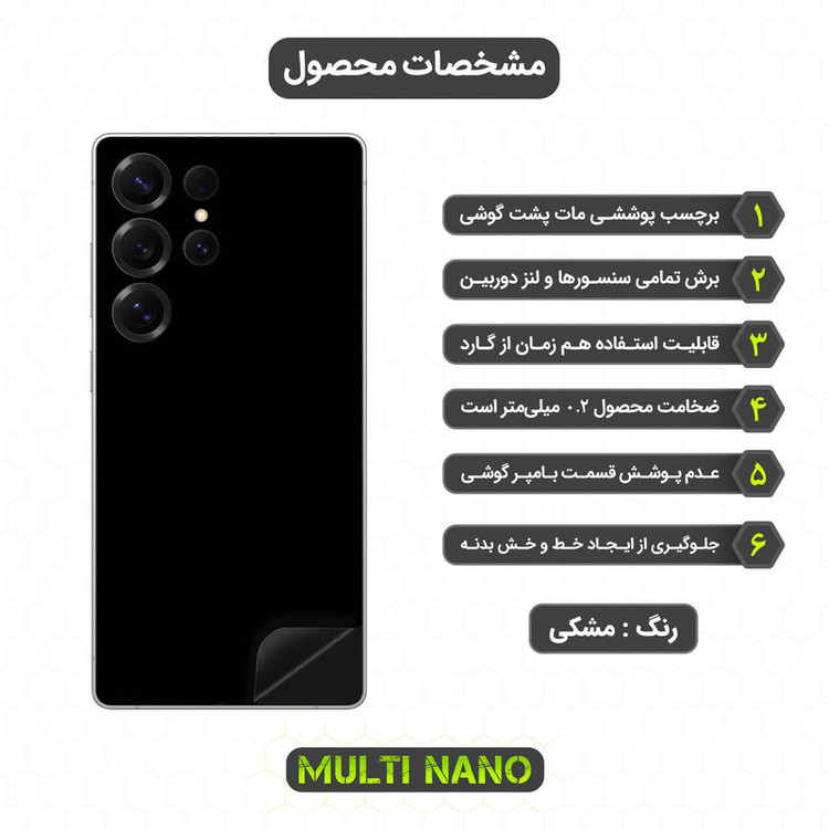 برچسب پوششی مولتی نانو طرح مات مدل X-F1M مناسب برای گوشی موبایل سامسونگ Galaxy S25 Ultra