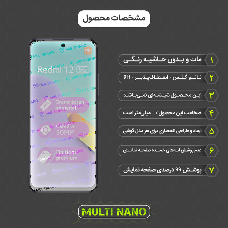 محافظ صفحه نمایش مات مولتی نانو مدل X-S1M مناسب برای گوشی موبایل شیائومی Redmi 12 5G