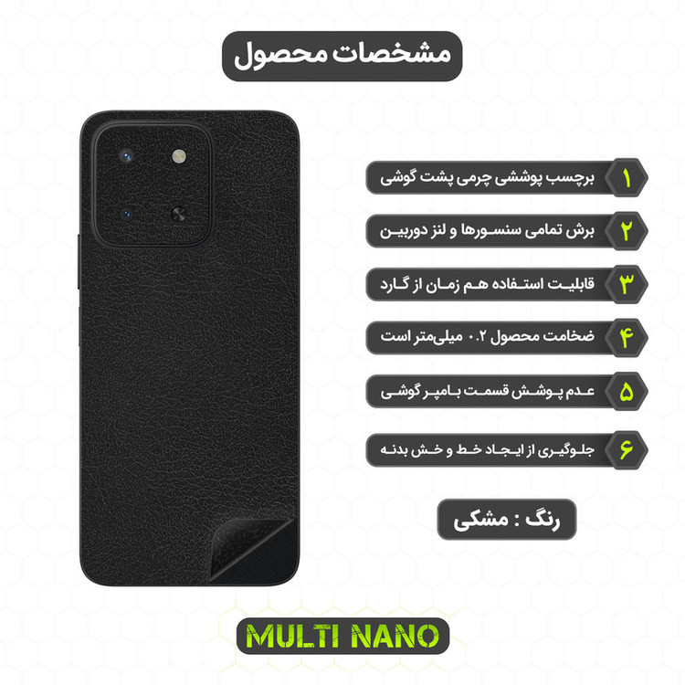 برچسب پوششی مولتی نانو طرح چرم مدل X-F1L مناسب برای گوشی موبایل آنر X5b Plus