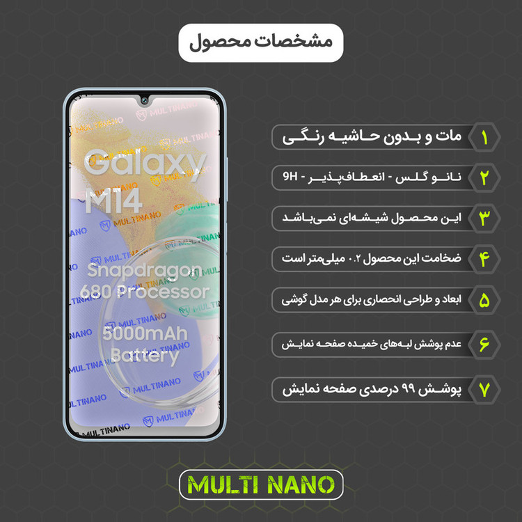 محافظ صفحه نمایش مات مولتی نانو مدل X-S2M مناسب برای گوشی موبایل سامسونگ Galaxy M14 4G بسته دو عددی