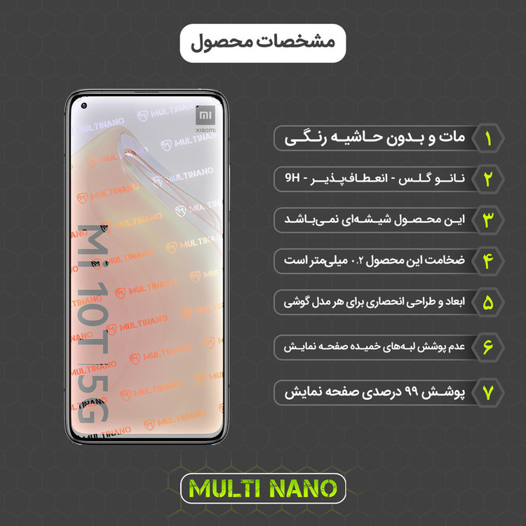 محافظ صفحه نمایش مات مولتی نانو مدل X-S1M مناسب برای گوشی موبایل شیائومی Mi 10T