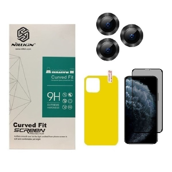 محافظ صفحه نمایش حریم شخصی  مدل PSP مناسب برای گوشی موبایل اپل iPhone 14 pro max به همراه محافظ پشت گوشی و محافظ لنز دوربین