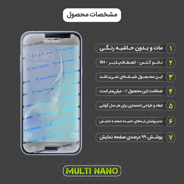 محافظ صفحه نمایش مات مولتی نانو مدل X-S1M مناسب برای گوشی موبایل سامسونگ Galaxy J2 2016