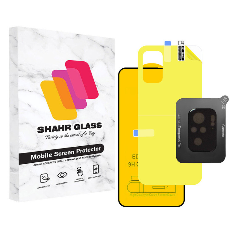 محافظ صفحه نمایش شهر گلس مدل 3FNF مناسب برای گوشی موبایل شیائومی Redmi Note 10 4G به همراه محافظ پشت گوشی و محافظ لنز دوربین