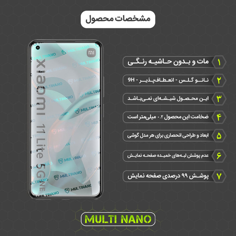 محافظ صفحه نمایش مات مولتی نانو مدل X-S1M مناسب برای گوشی موبایل شیائومی 11 Lite 5G NE