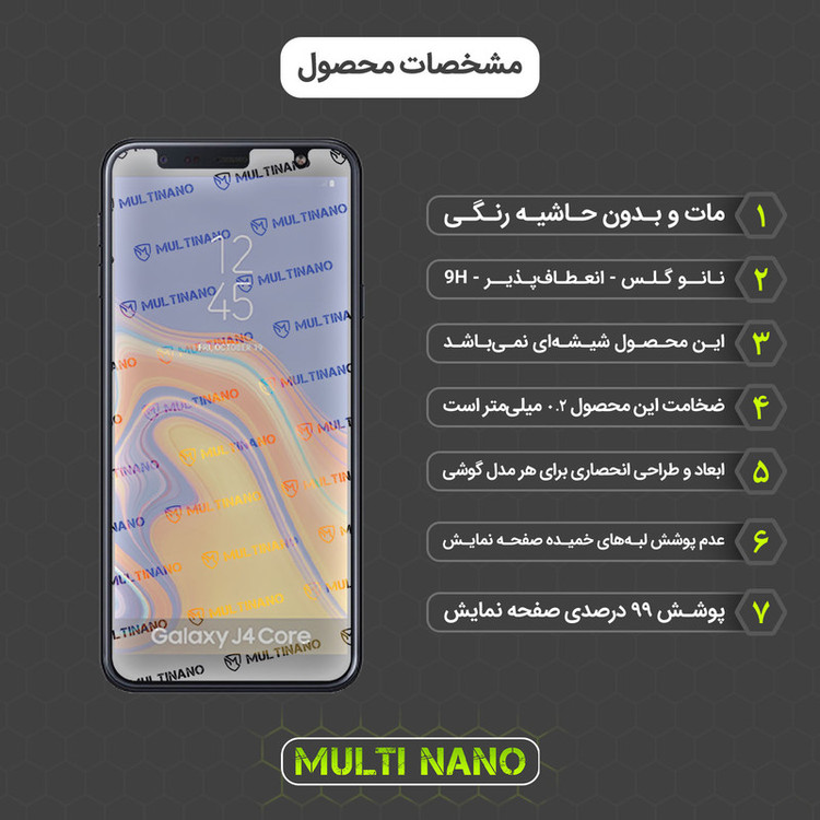 محافظ صفحه نمایش مات مولتی نانو مدل X-S1M مناسب برای گوشی موبایل سامسونگ Galaxy J4 Core