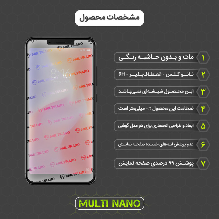 محافظ صفحه نمایش مات مولتی نانو مدل X-S1M مناسب برای گوشی موبایل شیائومی Redmi 6