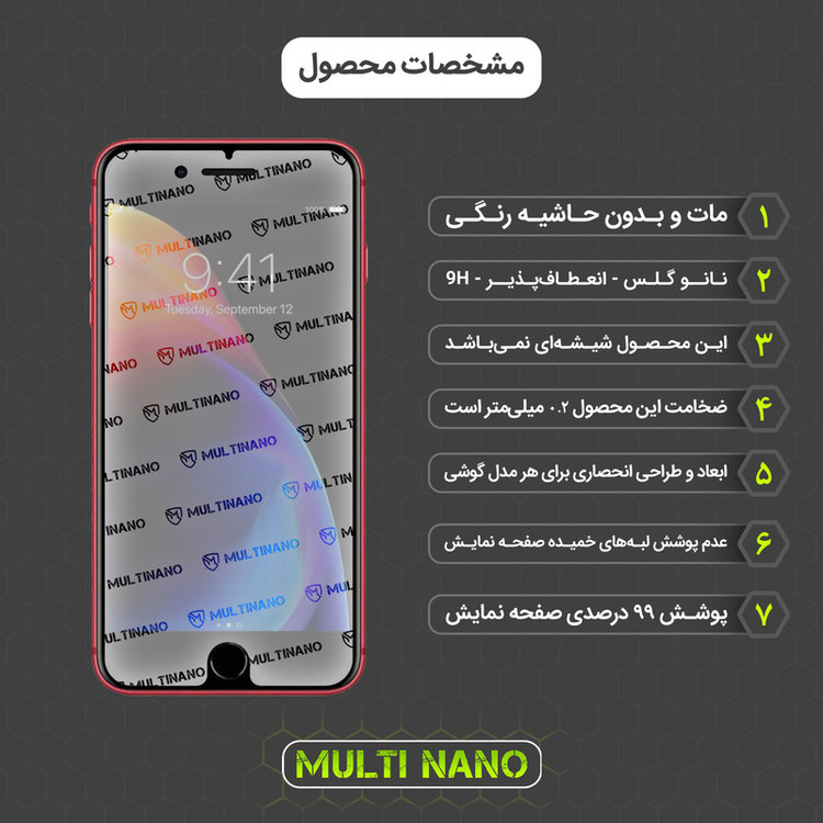 محافظ صفحه نمایش مات مولتی نانو مدل X-S2M مناسب برای گوشی موبایل اپل iPhone 8 Plus بسته دو عددی