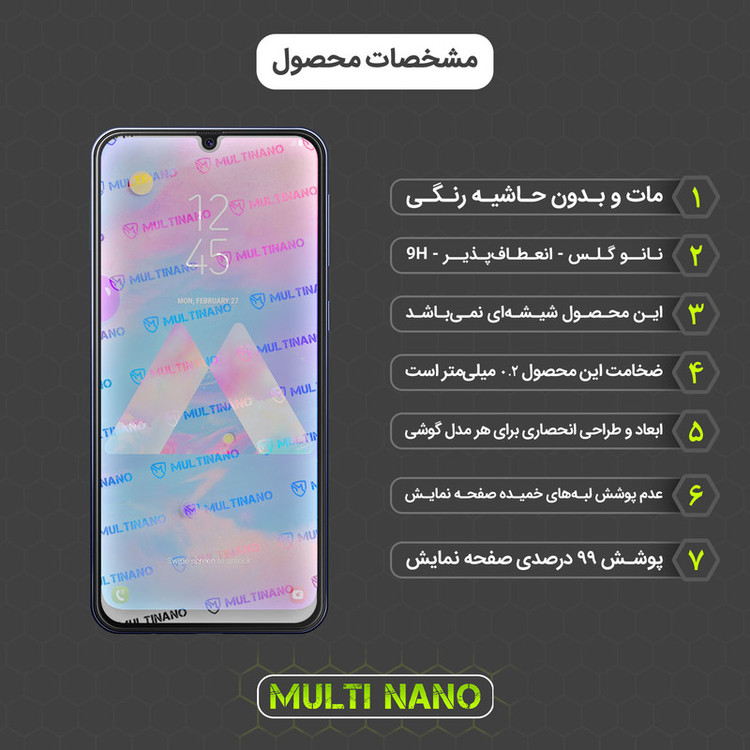محافظ صفحه نمایش مات مولتی نانو مدل X-S2M مناسب برای گوشی موبایل سامسونگ Galaxy M30 بسته دو عددی