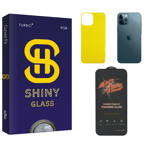 محافظ صفحه نمایش آتوچبو مدل Shiny ANTI-STATIC مناسب برای گوشی موبایل اپل iPhone 12 pro max به همراه محافظ پشت گوشی