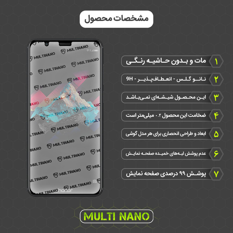 محافظ صفحه نمایش مات مولتی نانو مدل X-S1M مناسب برای گوشی موبایل آنر 7X