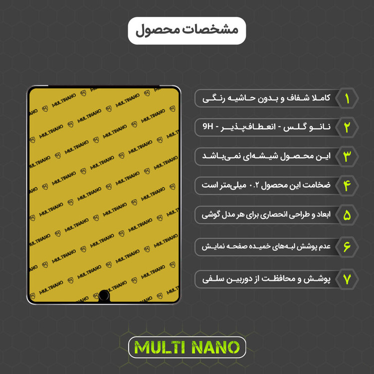 محافظ صفحه نمایش مولتی نانو مدل X-S1N مناسب برای تبلت اپل iPad Gen 5 9.7