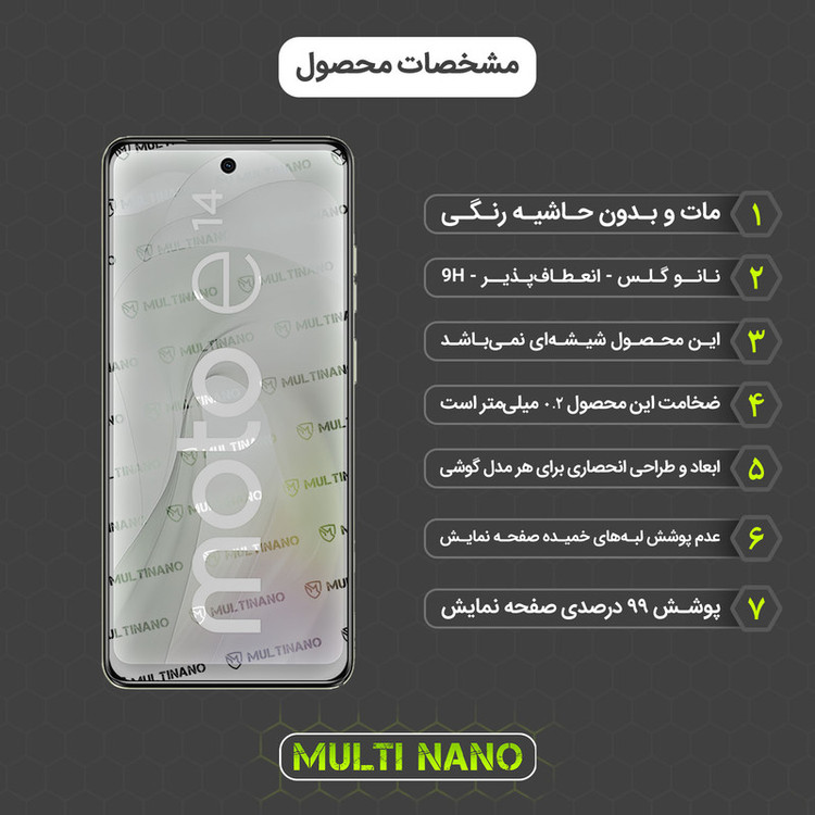 محافظ صفحه نمایش مات مولتی نانو مدل X-S1M مناسب برای گوشی موبایل موتورولا Moto E14