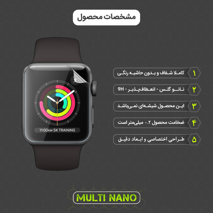 محافظ صفحه نمایش مولتی نانو مدل X-S2T مناسب برای ساعت هوشمند اپل Watch Series 3 38mm بسته دو عددی