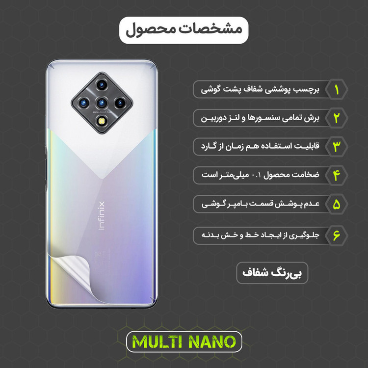 محافظ صفحه نمایش مولتی نانو مدل X-SFT مناسب برای گوشی موبایل انفینیکس Zero 8 به همراه محافظ پشت
