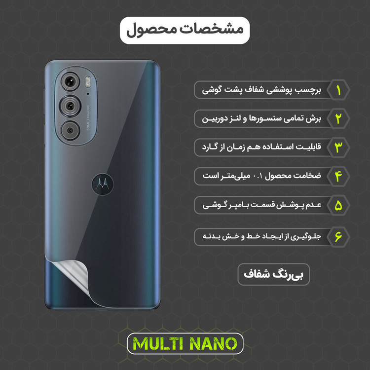 محافظ صفحه نمایش مولتی نانو مدل X-SFT مناسب برای گوشی موبایل موتورولا Edge 30 Pro به همراه محافظ پشت