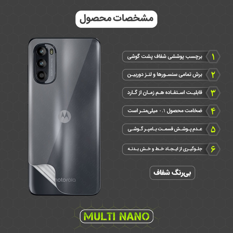 محافظ صفحه نمایش مولتی نانو مدل X-SFT مناسب برای گوشی موبایل موتورولا Moto G52 به همراه محافظ پشت