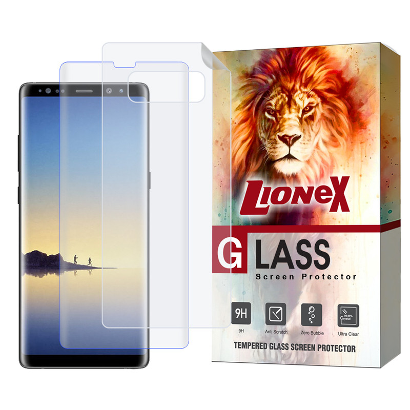 محافظ صفحه نمایش یووی لایونکس مدل UVNANOMTBL مناسب برای گوشی موبایل سامسونگ Galaxy Note 8 به همراه محافظ پشت گوشی هیدروژل