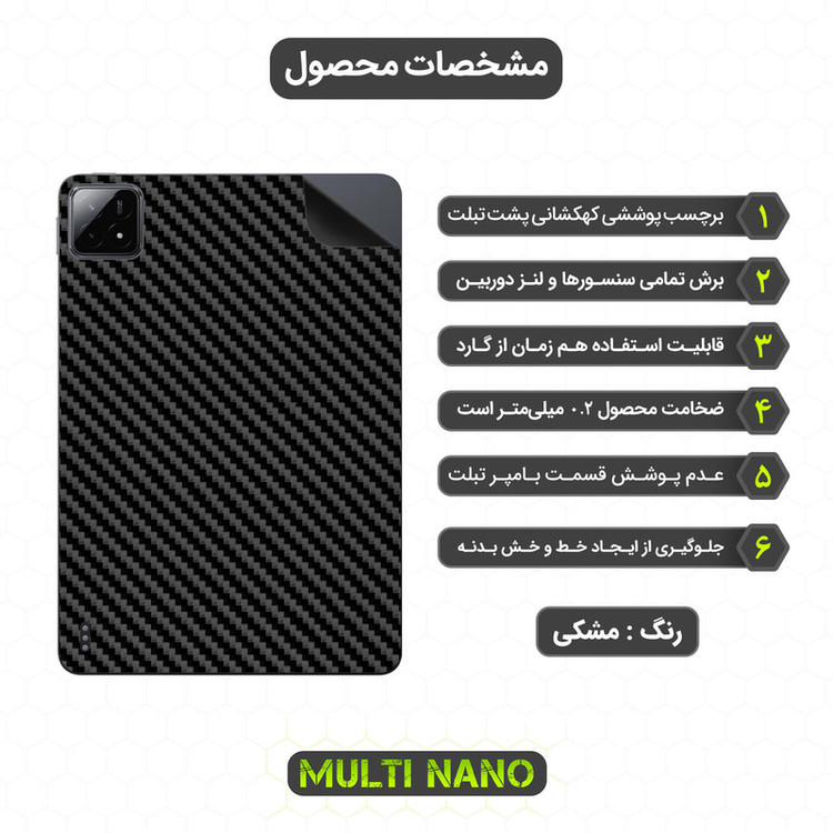 برچسب پوششی مولتی نانو طرح کربن مدل X-F1C مناسب برای تبلت شیائومی Pad 6S Pro 12.4