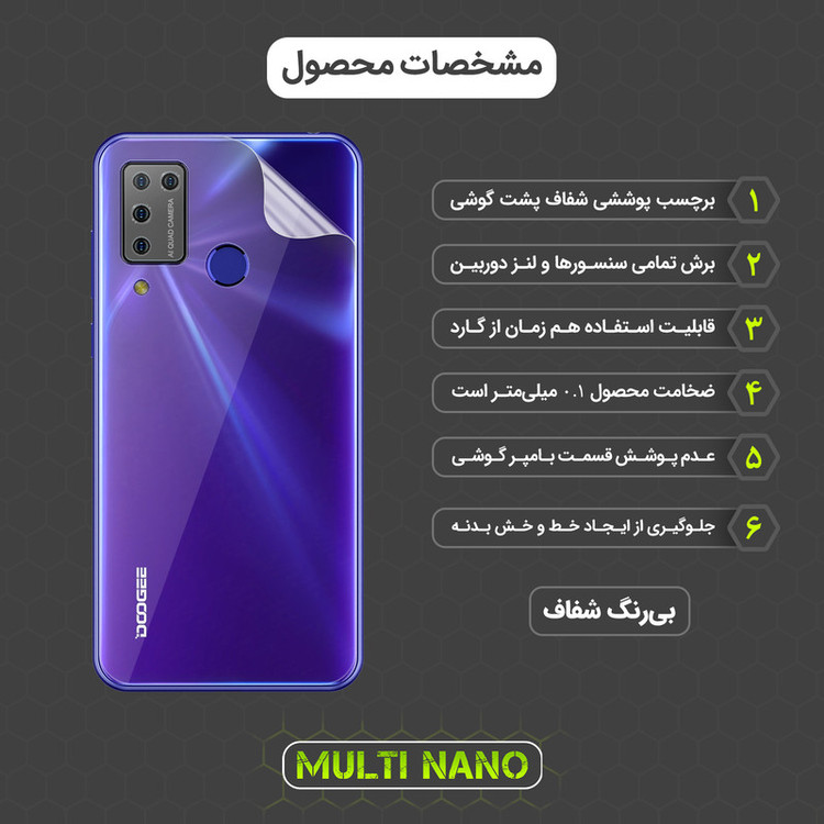 محافظ صفحه نمایش مولتی نانو مدل X-SFT مناسب برای گوشی موبایل دوجی N20 Pro به همراه محافظ پشت