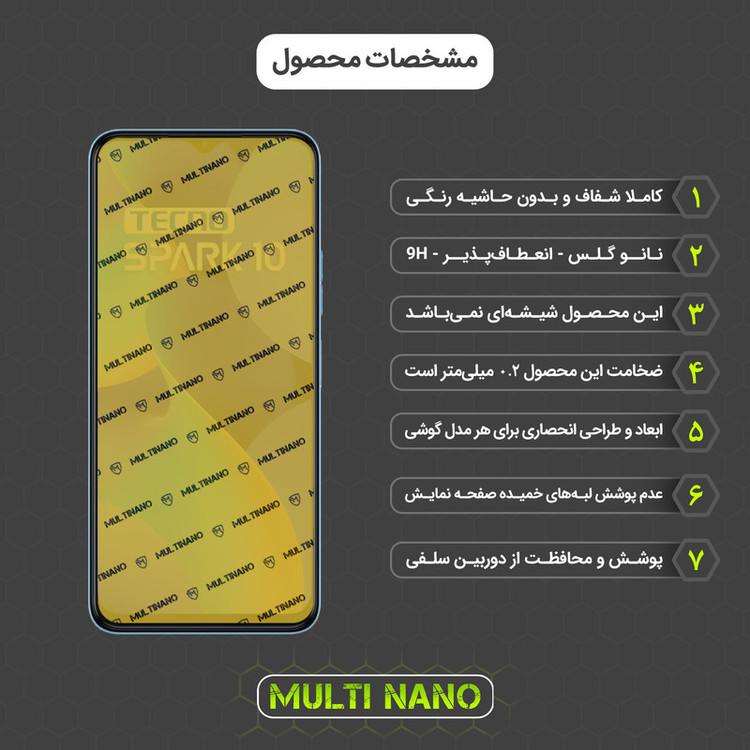 محافظ صفحه نمایش مولتی نانو مدل X-S3N مناسب برای گوشی موبایل تنکو Spark 10C بسته سه عددی