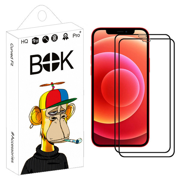 محافظ صفحه نمایش سرامیکی بوک مدل +HD مناسب برای گوشی موبایل اپل Iphone 12 ProMax بسته دو عددی