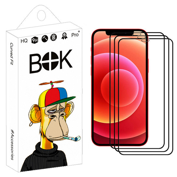 محافظ صفحه نمایشی بوک مدل +HD مناسب برای گوشی موبایل اپل Iphone 12mini بسته سه عددی