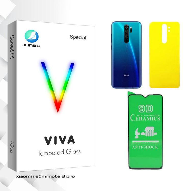 محافظ صفحه نمایش سرامیکی جانبو مدل Viva مناسب برای گوشی موبایل شیائومی Redmi Note 8 Pro به همراه محافظ پشت گوشی