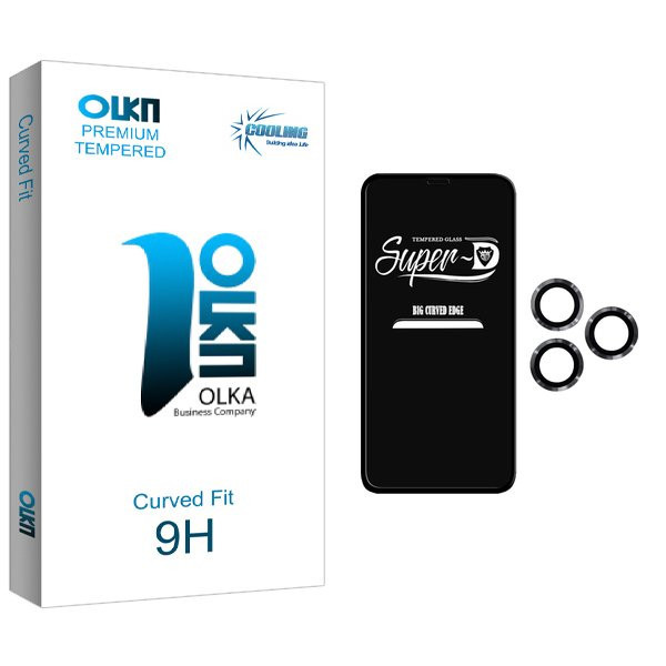 محافظ صفحه نمایش کولینگ مدل Olka SuperD مناسب برای گوشی موبایل اپل iPhone 12 Pro به همراه محافظ لنز گوشی