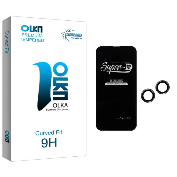 محافظ صفحه نمایش کولینگ مدل Olka SuperD مناسب برای گوشی موبایل اپل iPhone 14 به همراه محافظ لنز گوشی