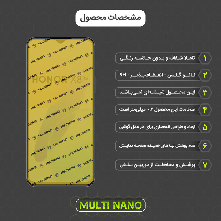 محافظ صفحه نمایش مولتی نانو مدل X-SFC مناسب برای گوشی موبایل آنر X8 5G به همراه برچسب پوششی