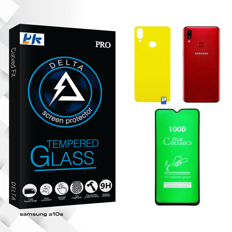 محافظ صفحه نمایش سرامیکی پی کی مدل Delta مناسب برای گوشی موبایل سامسونگ Galaxy A10s به همراه محافظ پشت گوشی