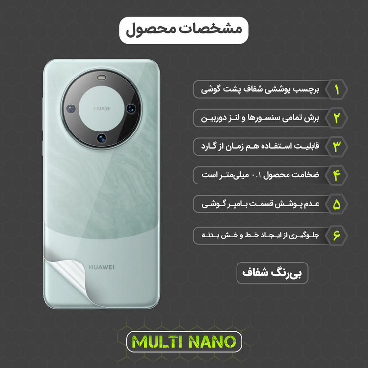 محافظ صفحه نمایش مولتی نانو مدل X-SFT مناسب برای گوشی موبایل هوآوی Mate 60 به همراه محافظ پشت