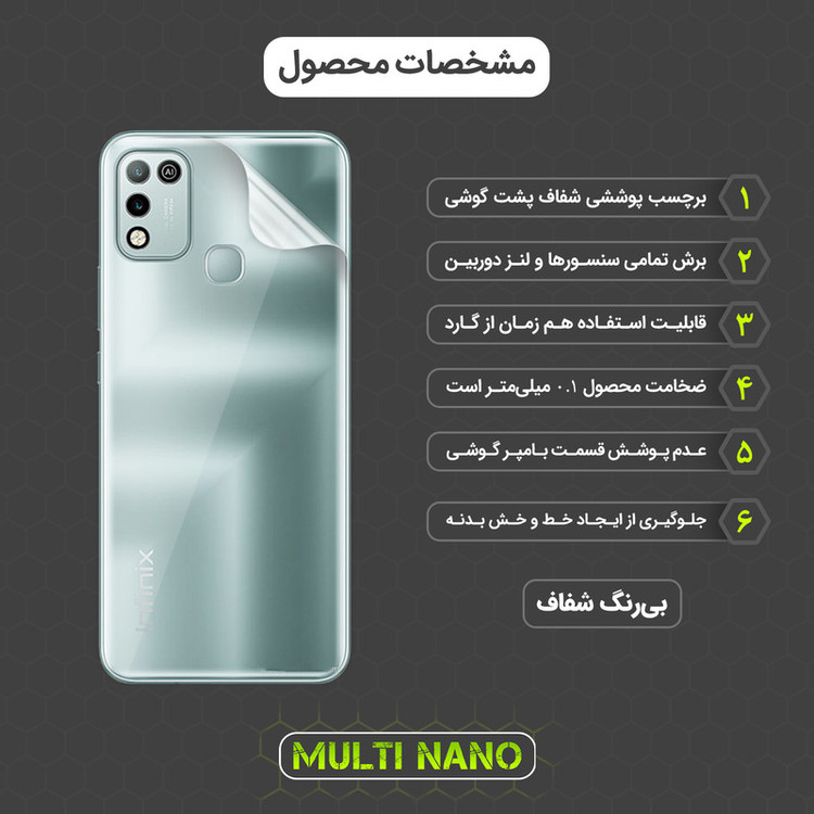 محافظ صفحه نمایش مولتی نانو مدل X-SFT مناسب برای گوشی موبایل اینفینیکس Hot 11 Play به همراه محافظ پشت