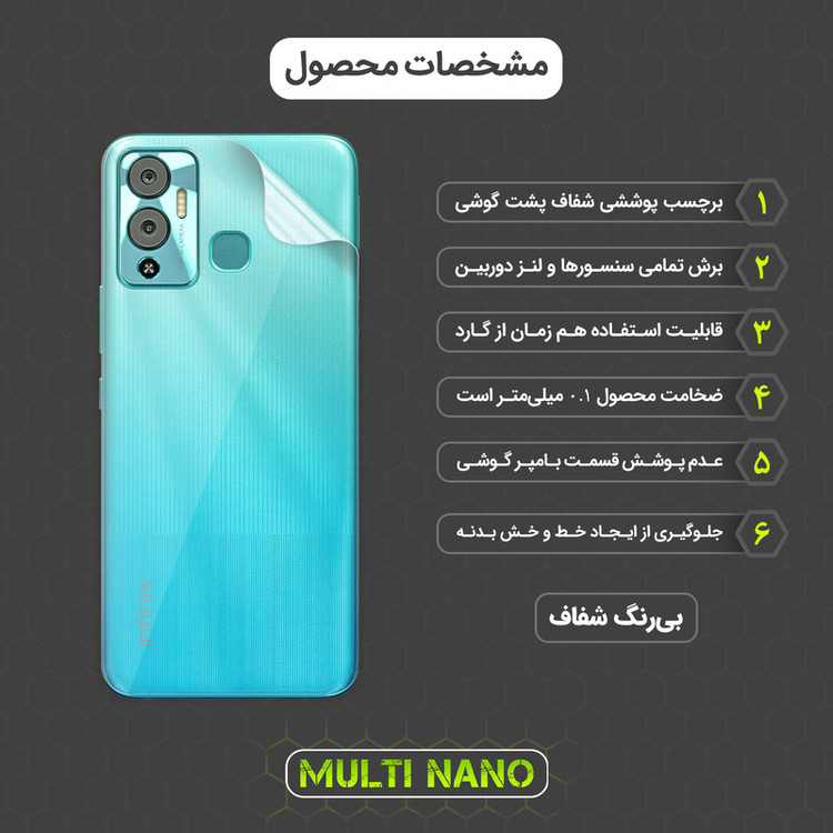 محافظ صفحه نمایش مولتی نانو مدل X-SFT مناسب برای گوشی موبایل اینفینیکس Hot 12 Play به همراه محافظ پشت