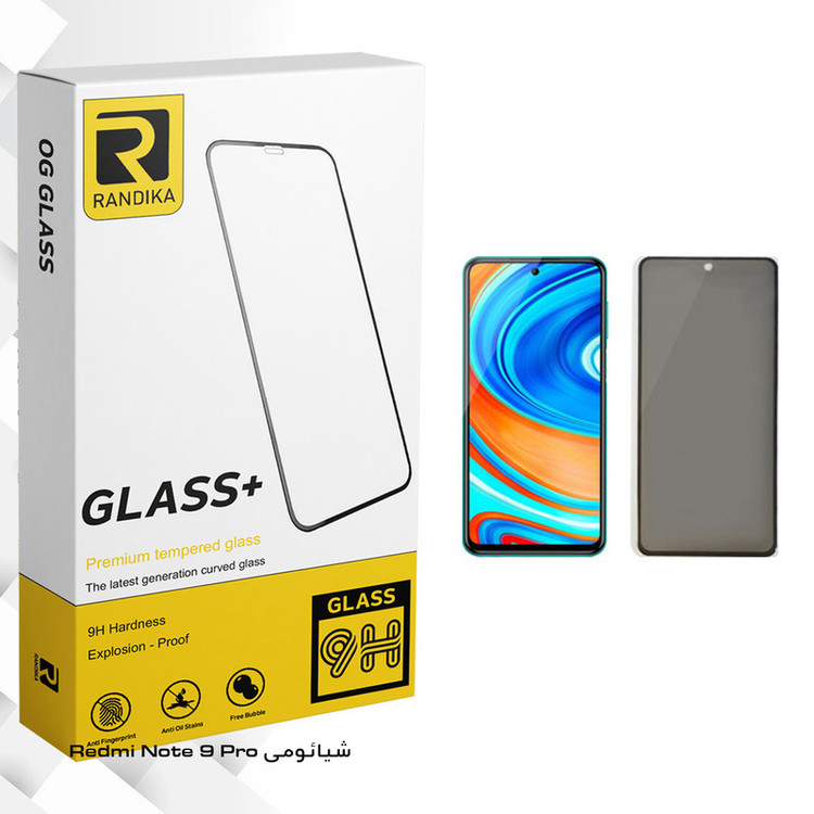 محافظ صفحه نمایش حریم شخصی راندیکا مدل GLD مناسب برای گوشی موبایل شیائومی Redmi Note 9 Pro