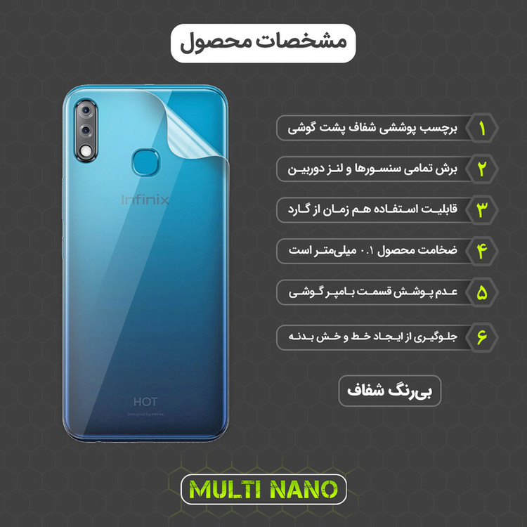 محافظ صفحه نمایش مولتی نانو مدل X-SFT مناسب برای گوشی موبایل اینفینیکس Hot 8 Lite به همراه محافظ پشت