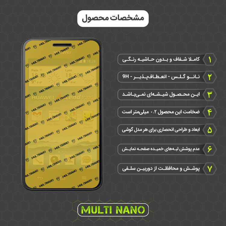 محافظ صفحه نمایش مولتی نانو مدل X-SFT مناسب برای گوشی موبایل هواوی Ascend Y330 به همراه محافظ پشت