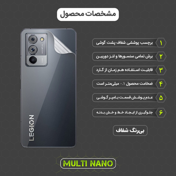 محافظ صفحه نمایش مولتی نانو مدل X-SFT مناسب برای گوشی موبایل لنوو Legion Y70 به همراه محافظ پشت
