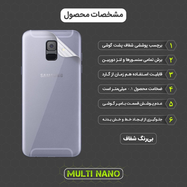 محافظ صفحه نمایش مولتی نانو مدل X-SFT مناسب برای گوشی موبایل سامسونگ Galaxy A6 2018 به همراه محافظ پشت گوشی
