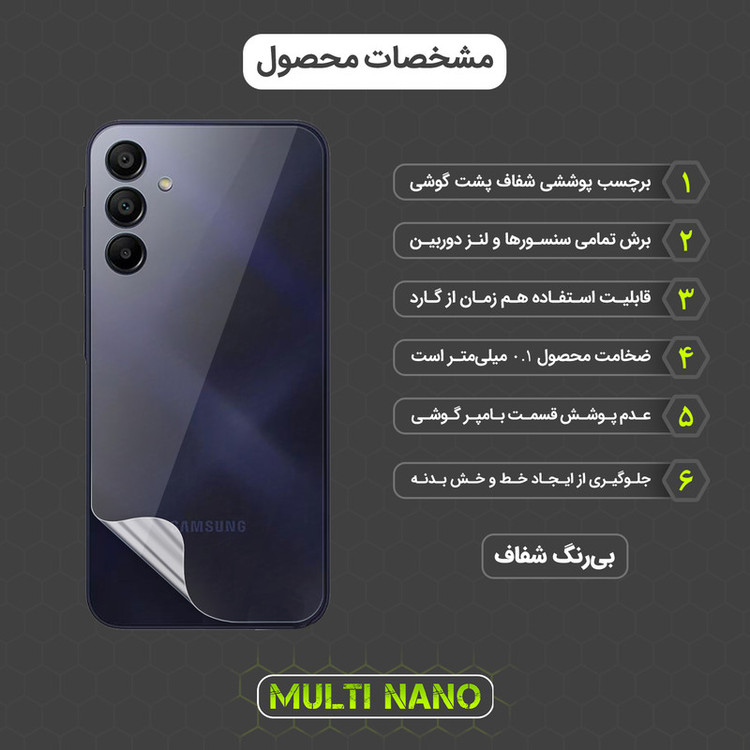 محافظ صفحه نمایش مولتی نانو مدل X-SFT مناسب برای گوشی موبایل سامسونگ Galaxy A15 به همراه محافظ پشت گوشی