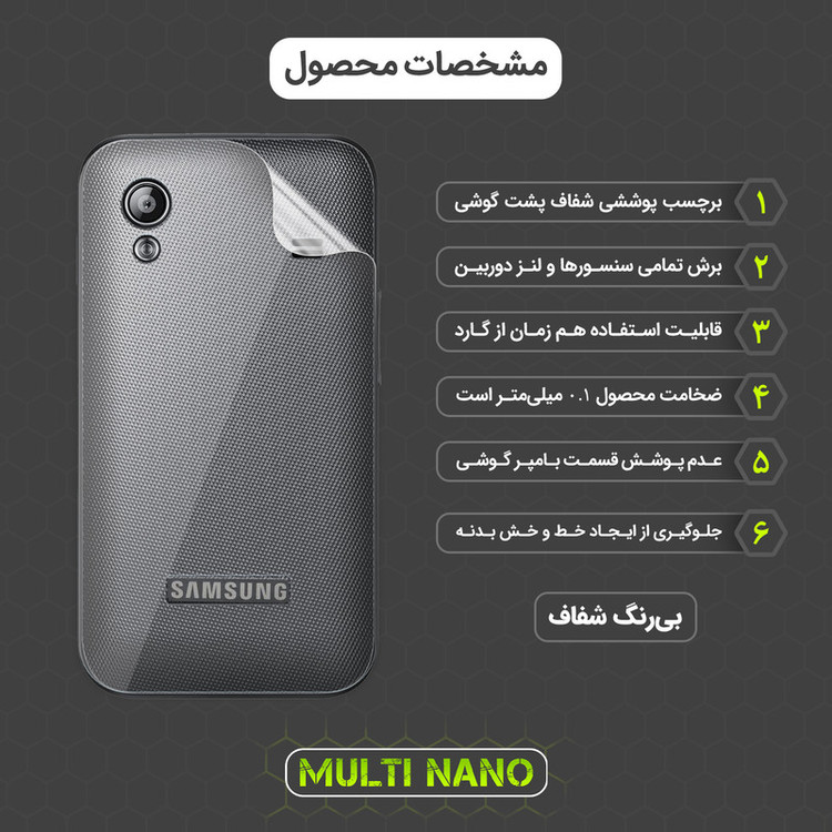 محافظ صفحه نمایش مولتی نانو مدل X-SFT مناسب برای گوشی موبایل سامسونگ Galaxy Ace به همراه محافظ پشت