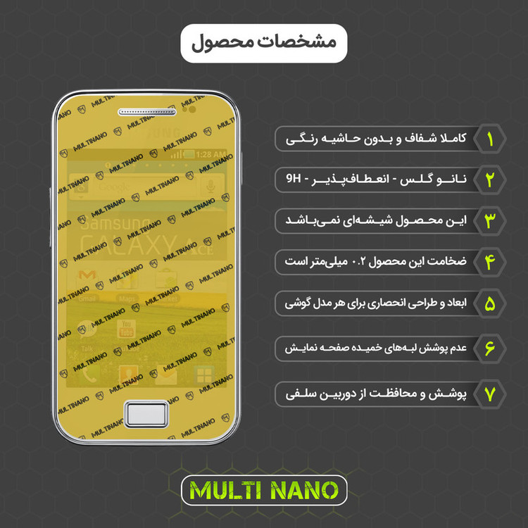 محافظ صفحه نمایش مولتی نانو مدل X-SFT مناسب برای گوشی موبایل سامسونگ Galaxy Ace به همراه محافظ پشت